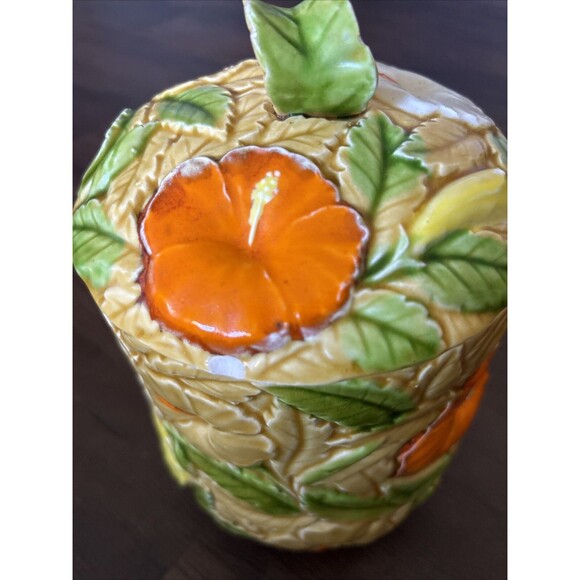 Vintage Fred Roberts Daisy &Co 3D Floral MCM Retro Lidded Canister 70s Grannycor - Picture 3 of 9